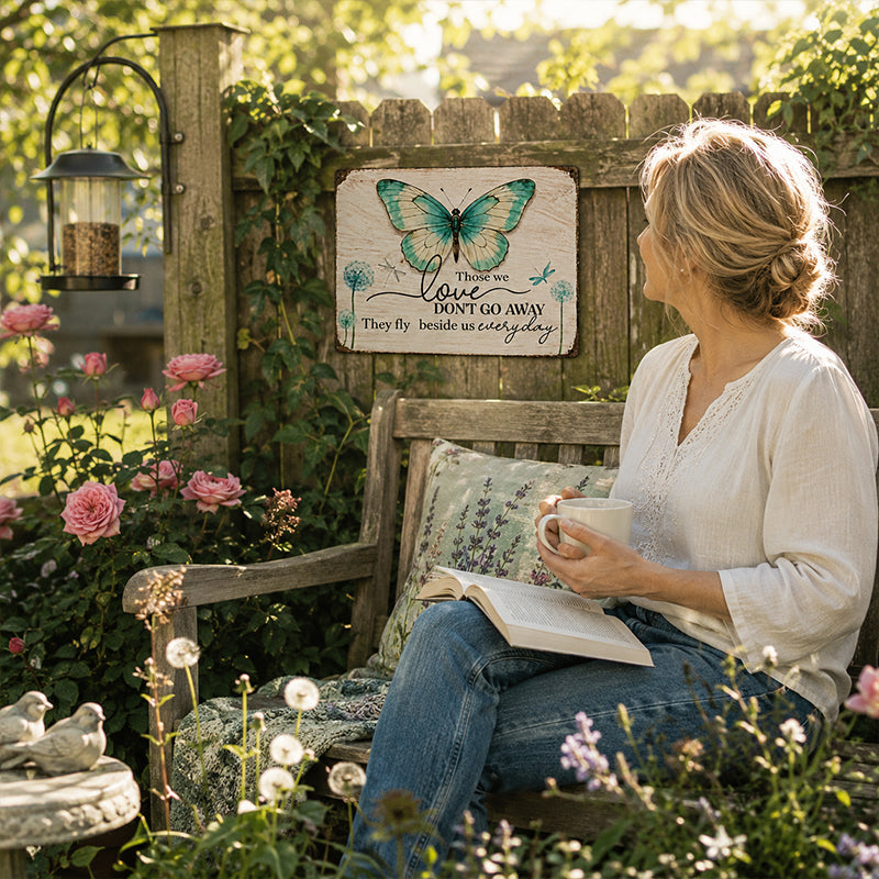 🦋Minneskylt i metall – vacker minnesdekoration