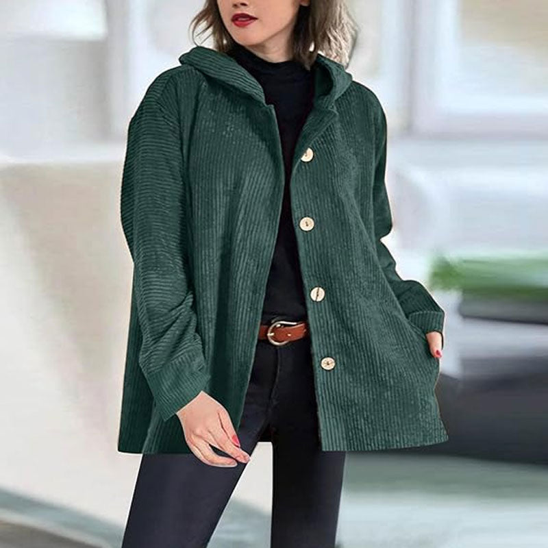 🍂 Casual jacka i sammet med huva för höste 🧥