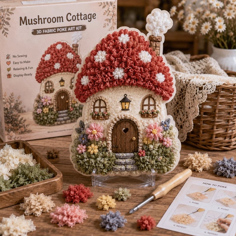 Final Day: Save 49% on the Whimsical Village 3D Fabric Poke Art Kit 🎄