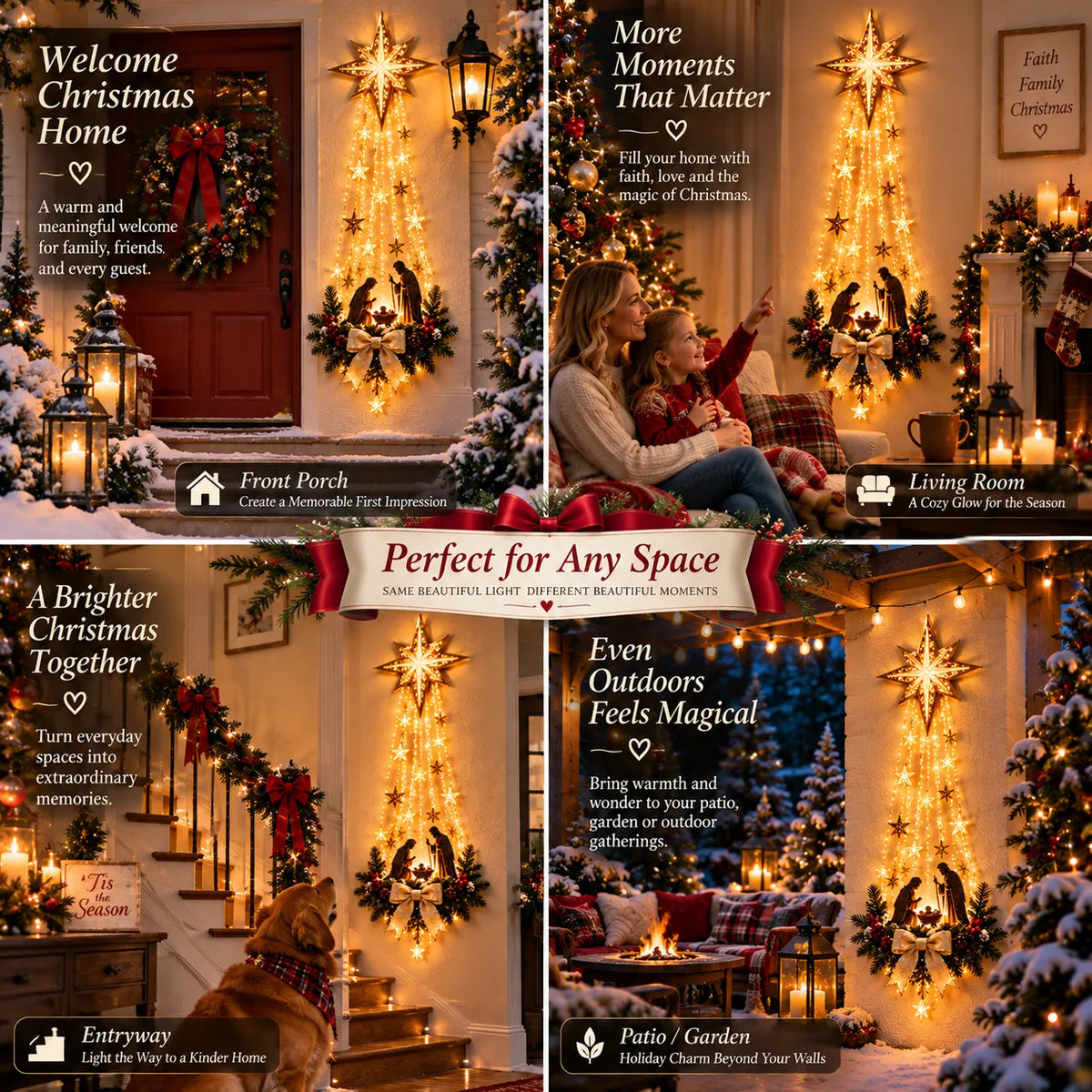 ✨Last Day 49% OFF✨✝️ Bethlehem Star of Faith™ – 30 inch High Lighted Nativity Wall Decor