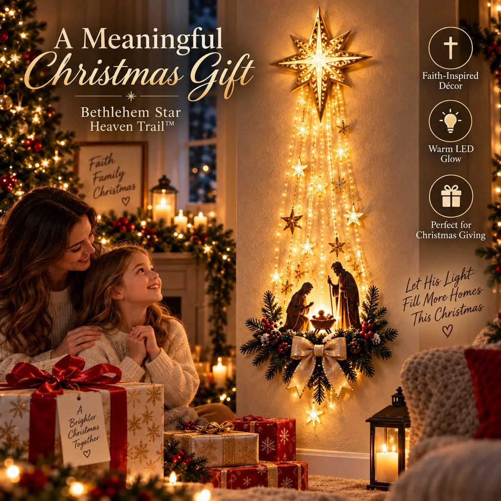✨Last Day 49% OFF✨✝️ Bethlehem Star of Faith™ – 30 inch High Lighted Nativity Wall Decor